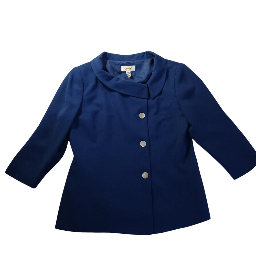 Talbots Portrait Collar Blazer Womens Size 6 Royal Blue 3/4 Sleeve Dressy Jacket